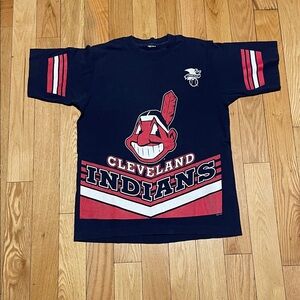 Cleveland Indians Navy & Red Kids Short Sleeve Graphic Tee